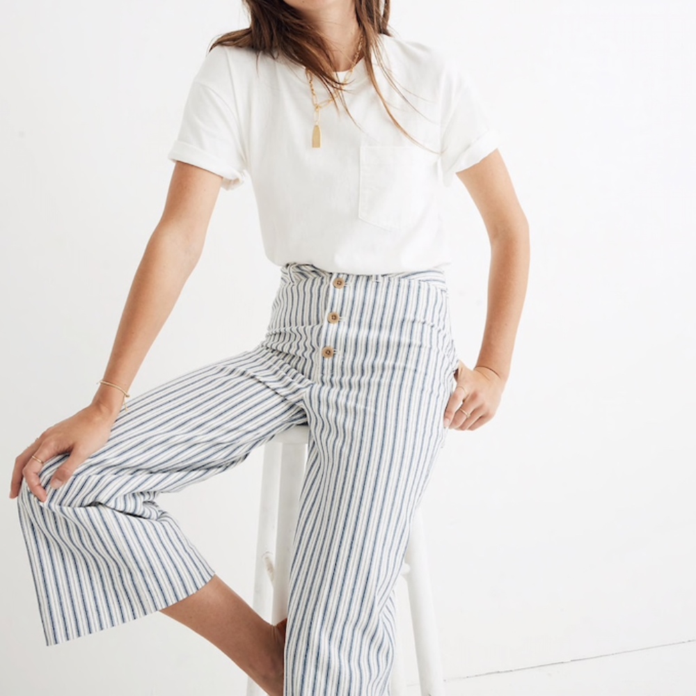 NWT Emmett Wide-Leg Crop Pants Button-Front